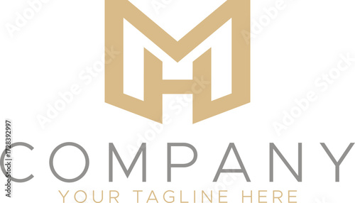 Geometric Luxury Monogram MH Initial Logo Design Template