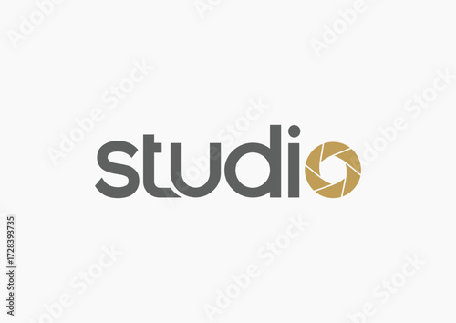 Simple Photography Studio Logo with Aperture Shutter Icon