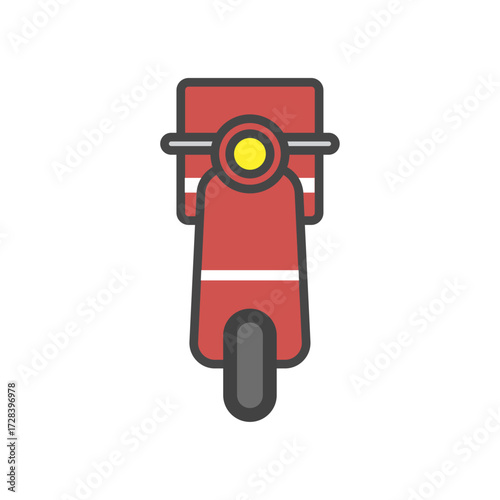 Red scooter with a delivery box on the back, symbolizing fast delivery services