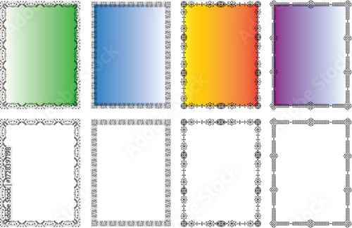 Decorative naive ornament border set featuring hand-drawn, simple, and playful patterns. Includes linear frames, corner elements, and geometric outlines with a folk-art inspired naive style. Perfect 