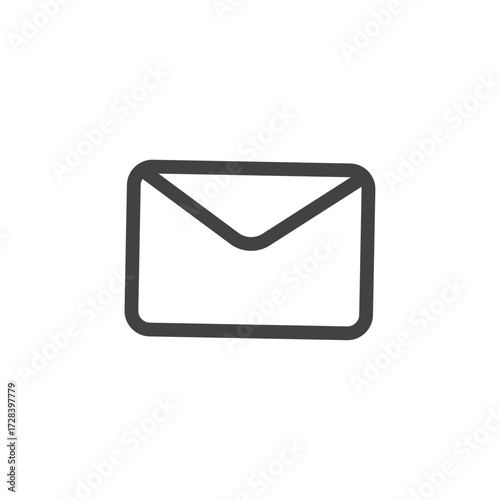 Simple outline of an email icon on a white background for graphic design and communication