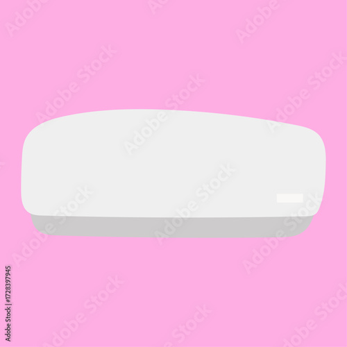 Simple illustration of a white air conditioner unit against a vibrant pink background