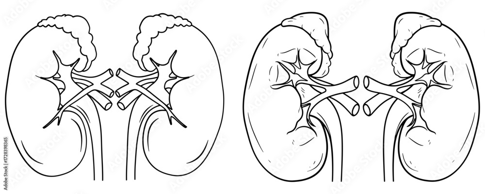Obraz premium Illustration of a pair of human kidneys, , showcasing the organs structure and function