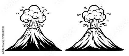 Vector art of volcano eruption illustration, depicting natures power and geological activity