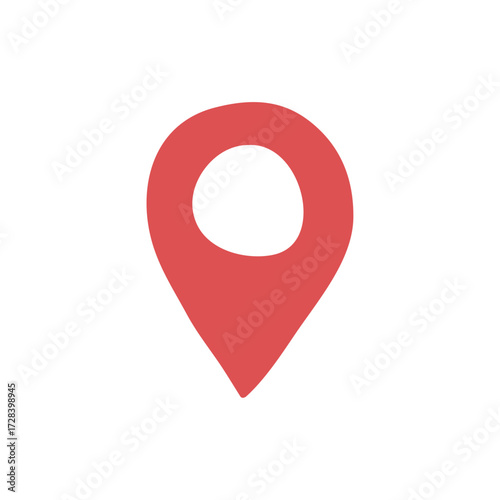 Red Location Pin Icon Isolated on White Background - A Simple Graphic Representation of a Map Marker
