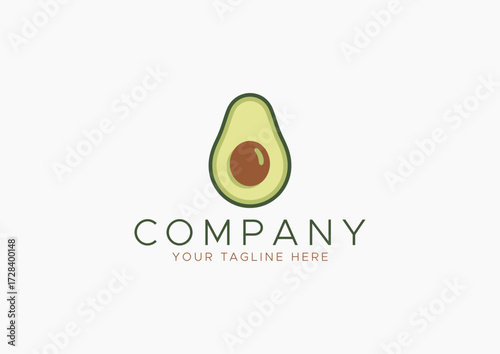 Simple Minimalist Half Avocado Logo Design - Healthy Food, Organic Produce, or Restaurant Brand Icon Vector Illustration