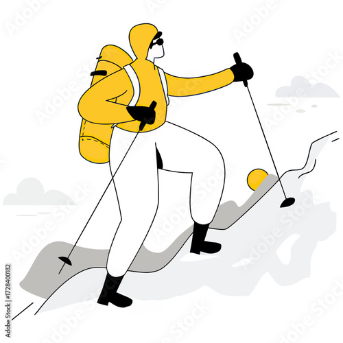 Design hiker hiking mountain climber climbing adventure travel outdoor backpacker trekking peak journey explore 100 verctor art illustration png
