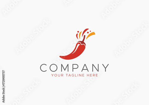 Hot Red Chili Pepper Logo with Splash Effect, Spicy Food, or Cooking Blog Symbol Icon Vector Illustration