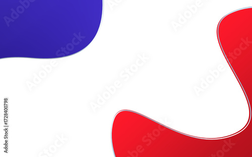 Blue and red curve shape on white background 