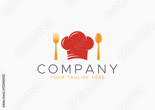 Professional Chef Hat Logo with Fork and Spoon Cutlery, Perfect for Restaurant, or Culinary School Branding Vector