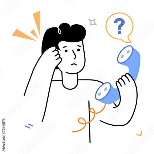 Design asking questions with telephone support and customer service for help and assistance with communication needs verctor art illustration png