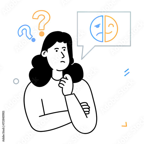 Design understanding mental health questions answers depression anxiety happiness wellness concept illustration design verctor art illustration png