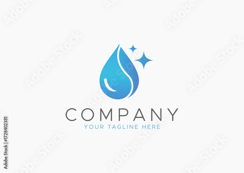 Modern Clean Water Drop Logo Design with Sparkle, Ideal for Water Filters