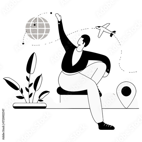 Design travel planning trip vacation booking online flight destination tourism adventure journey world trip verctor art illustration png