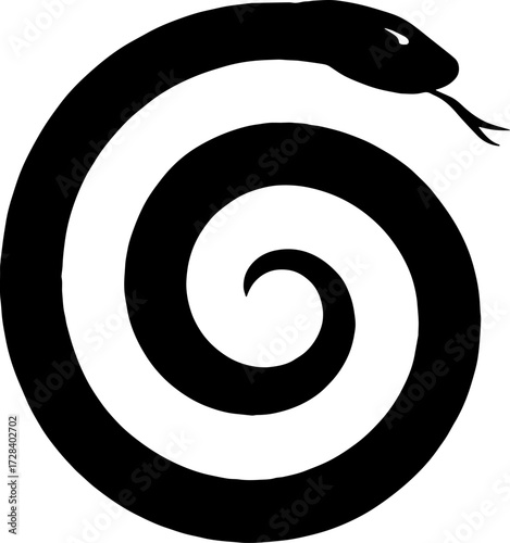 Silhouette of snake curled inside a clay pot - traditional concept. vector with white background 
