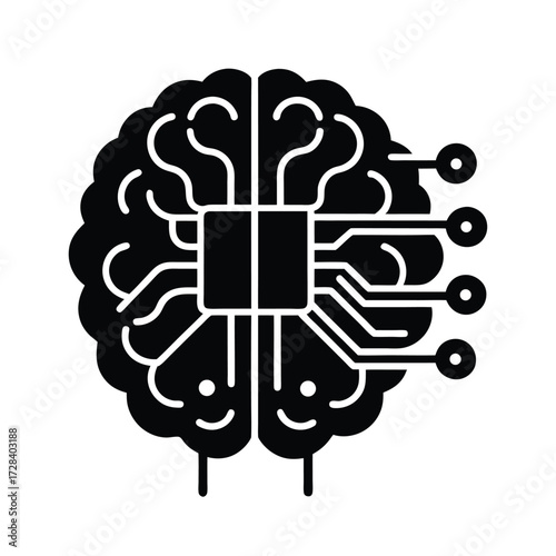 Brain Chip Interface Glowing