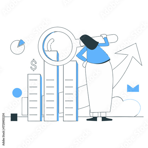 Design business analysis with data analytics and market research for growth strategy and financial planning success verctor art illustration png