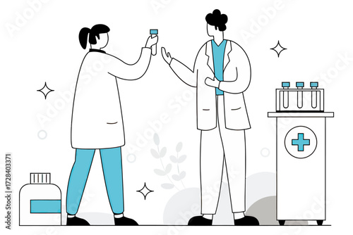 Design medical research doctor lab laboratory science healthcare medicine test tube clinical analysis 100 verctor art illustration png