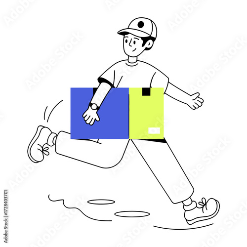 Design box hand package delivery shipping cardboard container moving service order online store business product 100 verctor art illustration png
