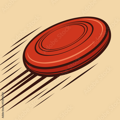Flying frisbee in motion on a light background