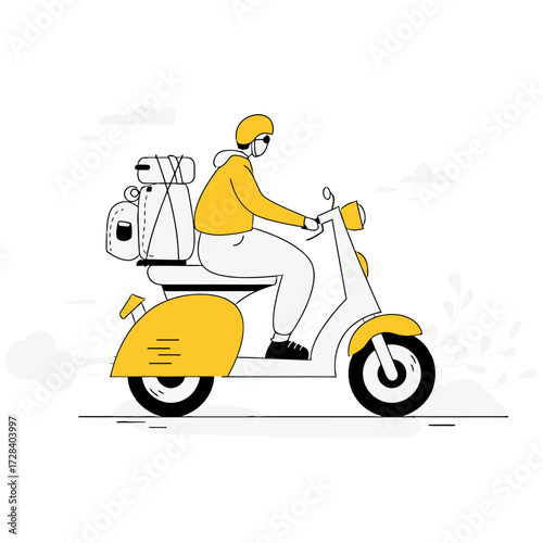 Design delivery scooter transport motorcycle courier service fast shipping express delivery motorbike ride vector art verctor art illustration png