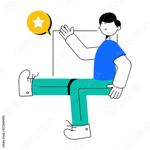 Design person sitting thinking star idea concept illustration thought bubble creative design graphic art vector 100 verctor art illustration png
