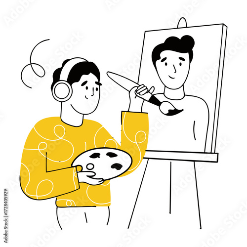 Design artist painting art design illustration creative yellow black palette drawing artistic expression artwork verctor art illustration png