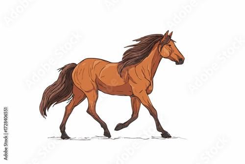 Digital Painting Detailed Running Horse Illustration Beautiful Animal Artwork