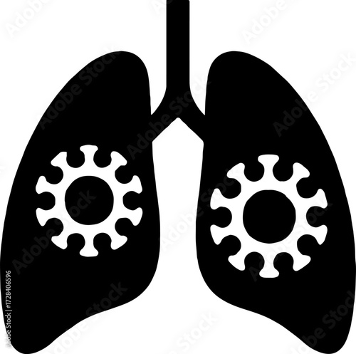 Virus Inside Human Right And Left Lungs  Medical Anatomy Silhouette vector with white background 