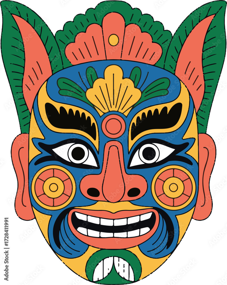Naklejka premium Rare Lunar New Year Folk Mask