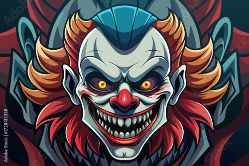 Scary clown mask illustration vector scalable graphic for digital and print projects