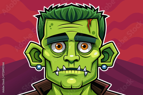 Cartoon frankenstein monster head vector illustration scalable graphic design halloween horror monster