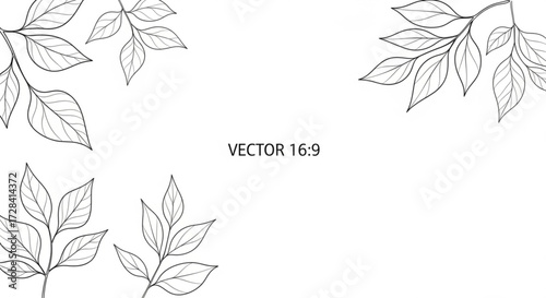 Outline drawing of leaves and branches in corners with vector text in the center landscape orientation created with generated ai