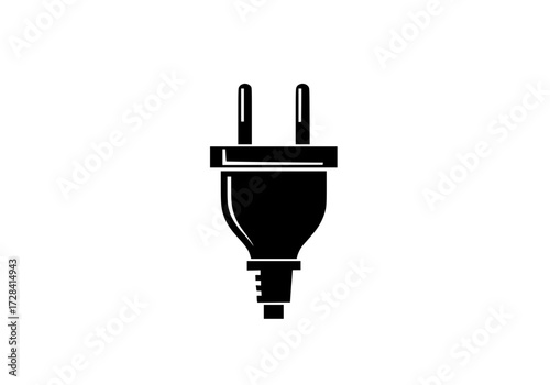 Vector art of black electrical plug icon, minimalist design for power socket representation