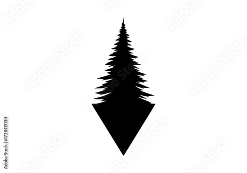 Vector art of black silhouette of stylized christmas tree with arrowhead base