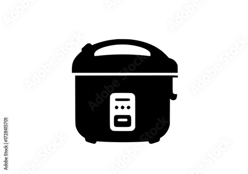 Vector art of black and white rice cooker appliance