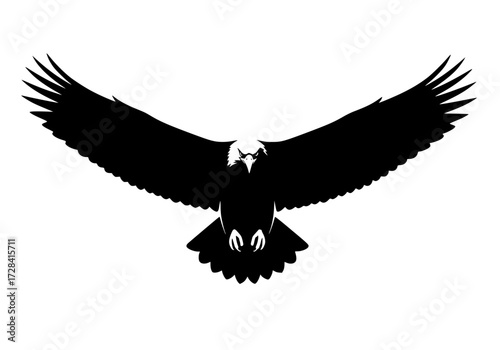 Vector art of majestic bald eagle silhouette with wings spread wide