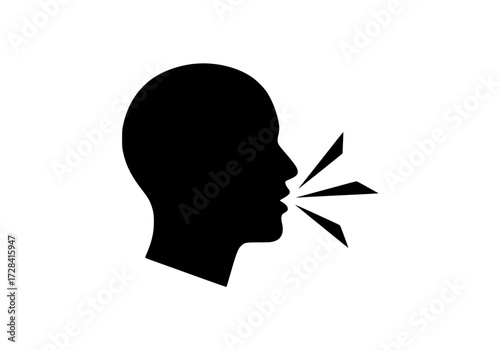 Vector art of silhouette of human head profile speaking or shouting