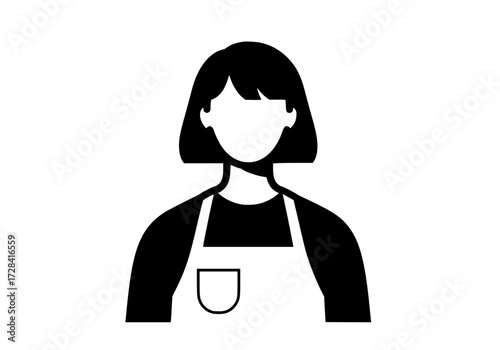 Vector art of female chef icon in apron for restaurant and cooking symbols
