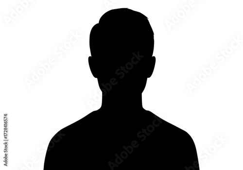 Vector art of silhouette portrait of unidentifiable person with neutral posture and dark background