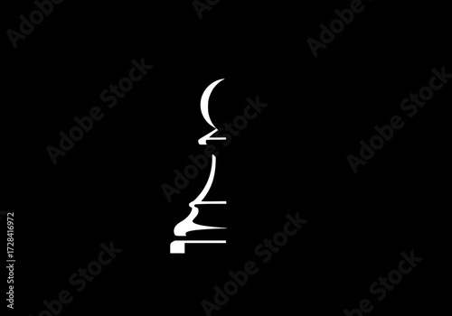 Vector art of silhouette of chess bishop piece isolated on for minimalist design