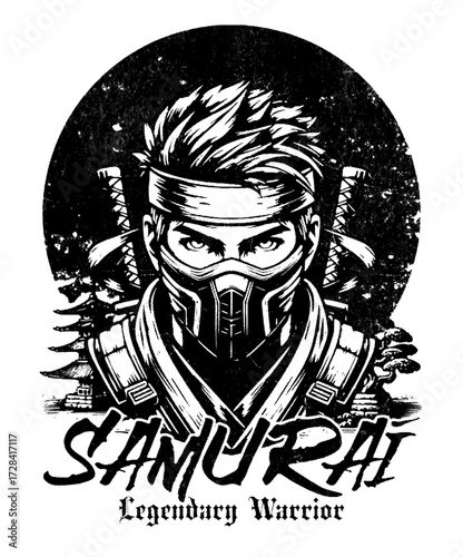 Samurai legendary warrior illustration, a symbol of strength
