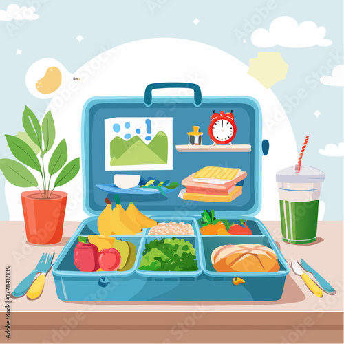 Healthy lunch box with balanced meal