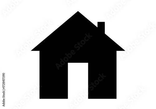 Vector art of minimalist black house icon, simple line art for real estate, architecture, or home symbol