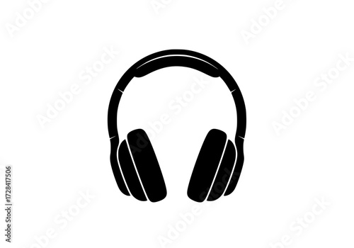 Vector art of black silhouette of overear headphones