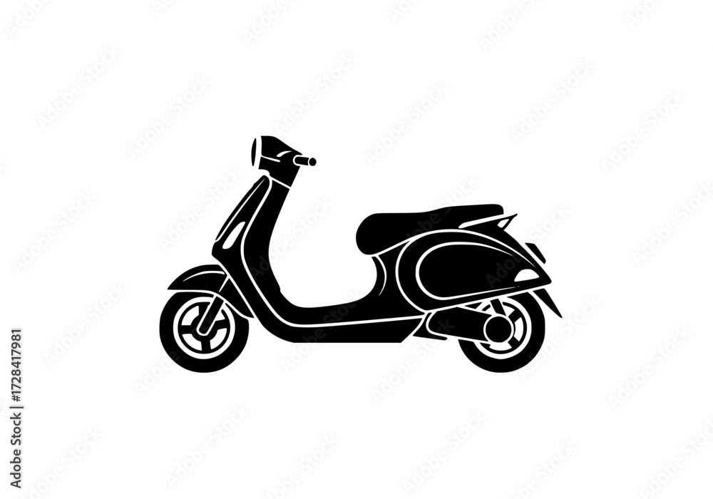Obraz premium Vector art of vintage black scooter with classic design and sleek frame