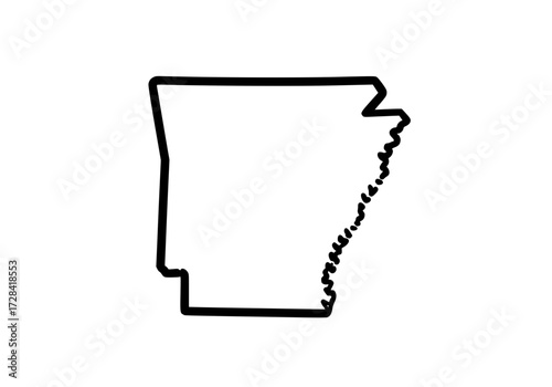Vector art of black line drawing outline of arkansas state