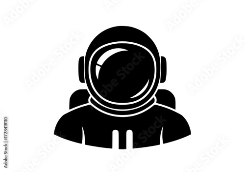 Vector art of black silhouette of astronaut helmet and suit