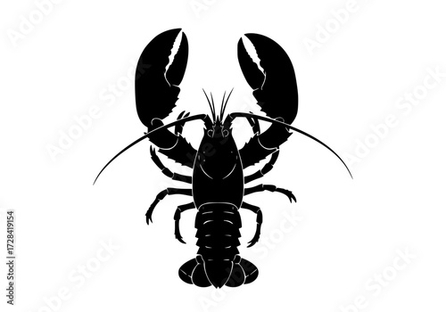 Vector art of black silhouette of lobster, highcontrast minimalist design for graphic use