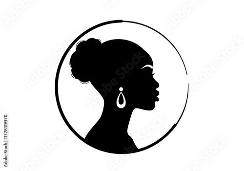 Vector art of silhouette of woman profile with earring
